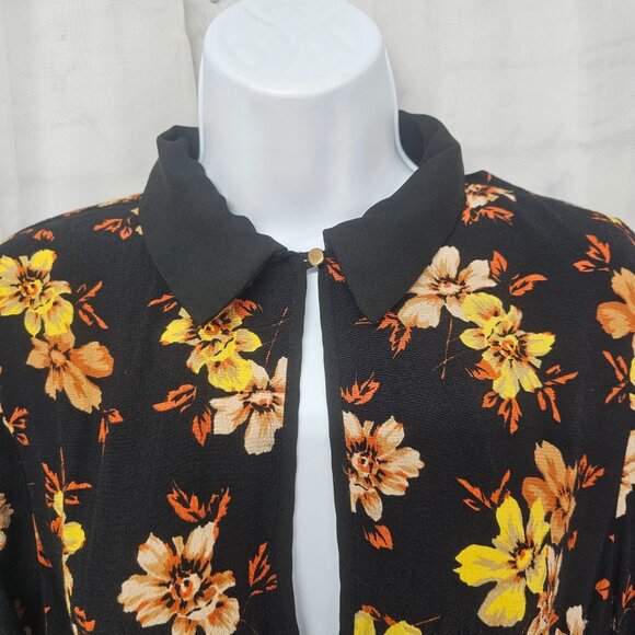 Topshop Dress Maxi Black Yellow Retro Goth Boho Floral Grunge 12 - Picture 2 of 10